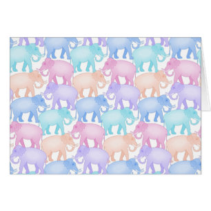 Gulligt och färgrikt pastellfärgat elefantmönst hälsningskort