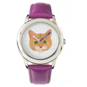 Gulligt orange kattansikte armbandsur