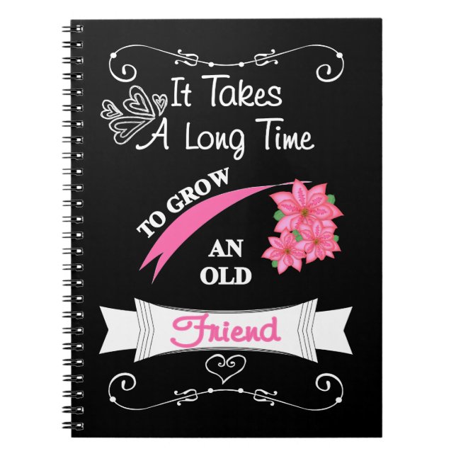 Gulligt ordstäv för en grafisk gammal väntypografi anteckningsbok med spiral (Framsidan)