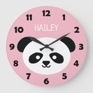 Gulligt Pandabjörnansikte lurar Kawaii Stor Klocka