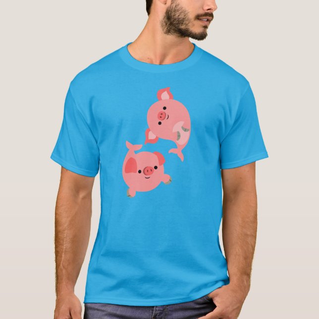 Gulligt para av den tecknadMerpigs T-tröja Tee Shirt (Framsida)