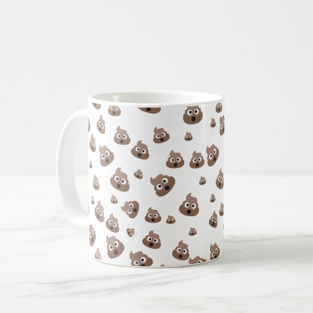 Gulligt PoopEmoji mönster Kaffemugg (Framsida vänster)