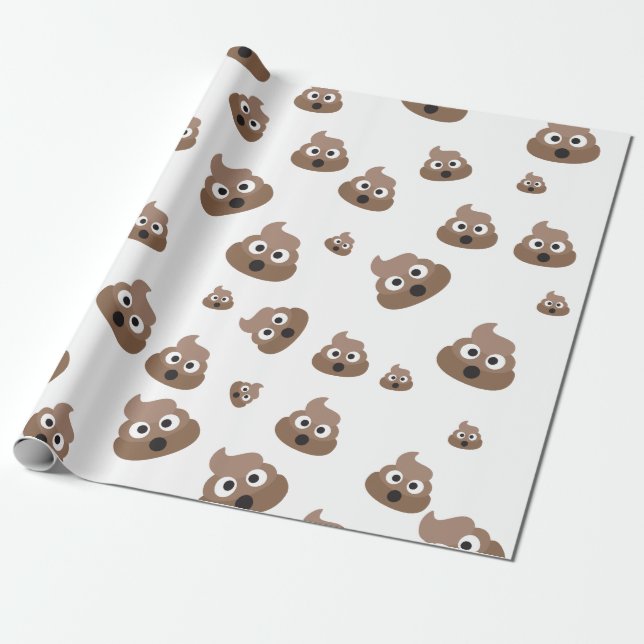 Gulligt PoopEmoji mönster Presentpapper (Utrullad)