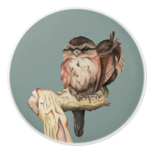 Gulligt porträtt för ugglafågelvattenfärg knopp