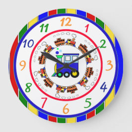 Gulligt primärt färgChoo Choo tåg Stor Klocka