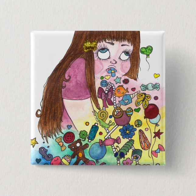 Gulligt Puke Knapp (Framsida)