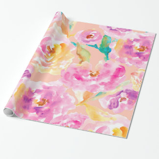 Gulligt räcka målade vattenfärgblommor presentpapper