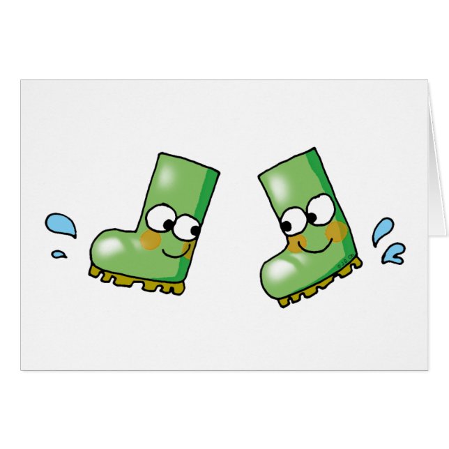 gulligt regna kängor hälsningskort (Framsidan Horizontal)