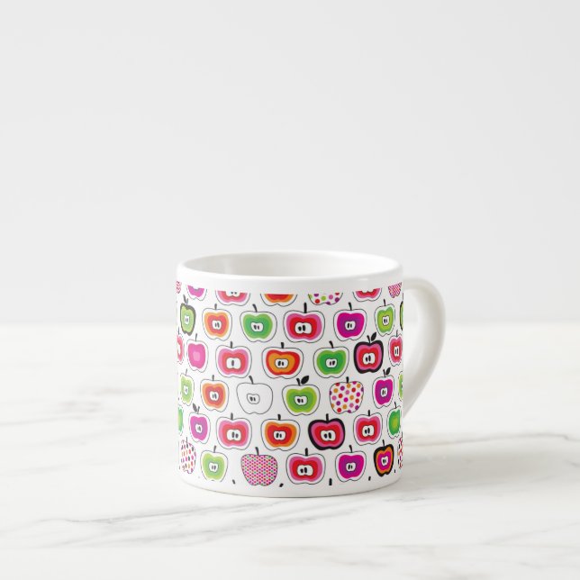 Gulligt retro äpplemönster espressomugg (Framsida höger)