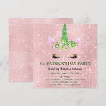 Gulligt rodna rosa UnicornSts Patrick party för