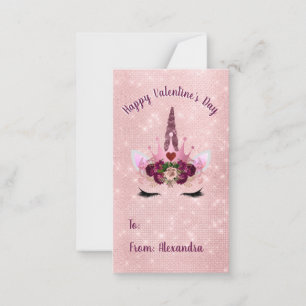 Gulligt rodna rosa Unicornvalentin party för dag Anteckningskort