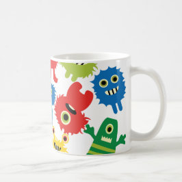 Gulligt roligt färgrikt monstermönster kaffemugg