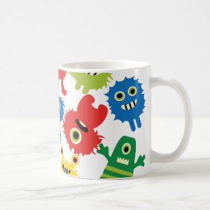 Gulligt roligt färgrikt monstermönster kaffemugg