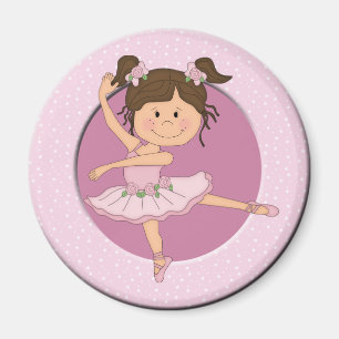 Gulligt rosa anpassningsbarnamn för Ballerina 1 Magnet