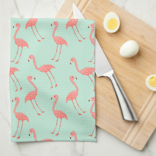 Gulligt rosa Flamingoteckningmönster Kökshandduk