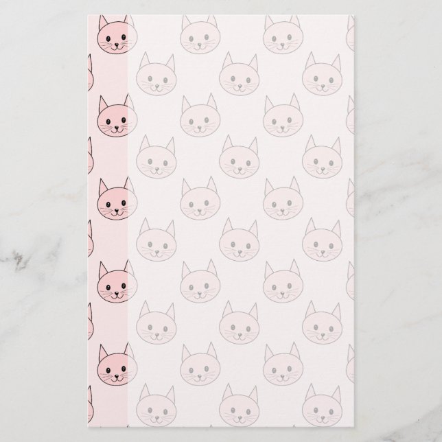 Gulligt rosa kattmönster brevpapper (Framsida)