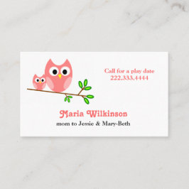 Gulligt rosa kort för tecknadugglamammor