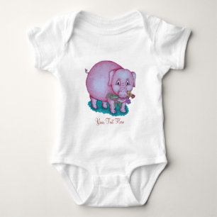 Gulligt rosa piggy med färgrik blommadesign t shirt