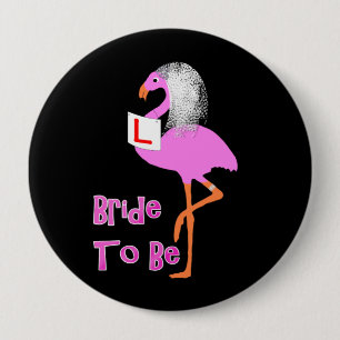 Gulligt rosa tema för FlamingoBachelorette möhip Knapp