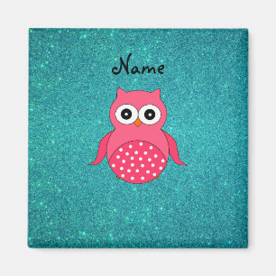 Gulligt rosa ugglaturkosglitter magnet