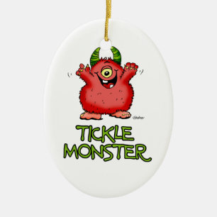 Gulligt rött kittlingmonster vid send2smiles julgransprydnad keramik
