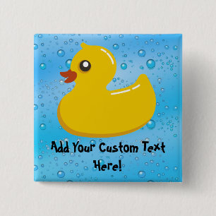 Gulligt Rubber Ducky/blått bubblar Knapp
