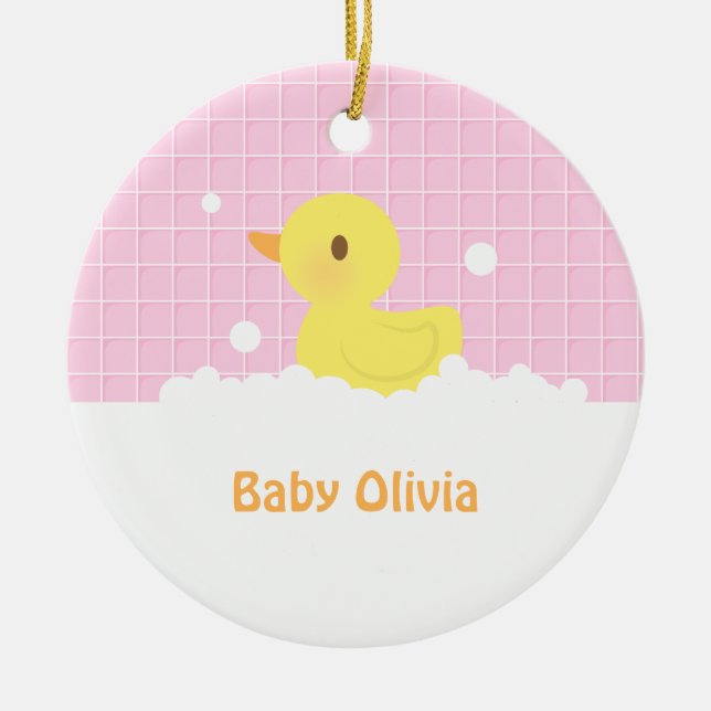 Gulligt Rubber Ducky i badbarnkammaredekor Julgransprydnad Keramik (Framsidan)