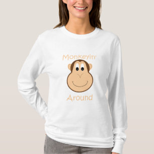 Gulligt schimpanskvinna kort för långärmad t-shirt