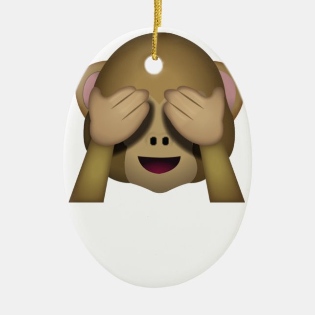 Gulligt se ingen ond apa Emoji Julgransprydnad Keramik (Framsidan)