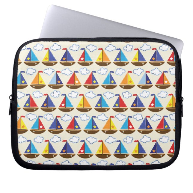 Gulligt segelbåtmönster 2 laptop sleeve (Framsidan)