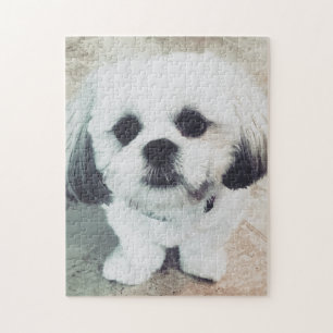 Gulligt Shih Tzu valppussel - UNDERBAR GÅVA! Pussel