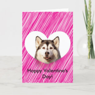 Gulligt siberian huskyhjärtavalentin kort för dag