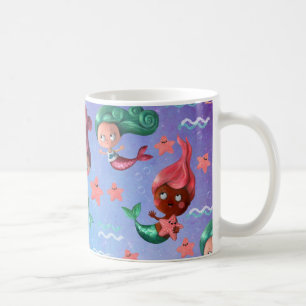 Gulligt sjöjungfrumönster kaffemugg