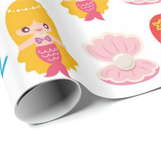 Gulligt sjöjungfrumönster som slår in papper presentpapper