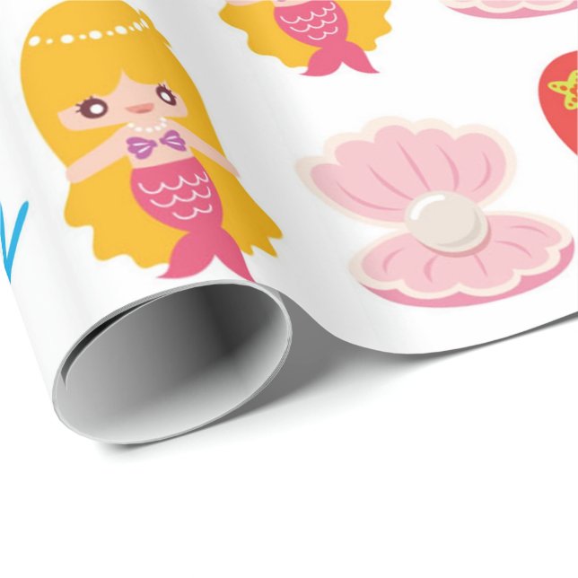 Gulligt sjöjungfrumönster som slår in papper presentpapper (Rullad Hörn)