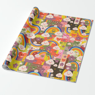 Gulligt skraj harajukuillustrationmönster presentpapper