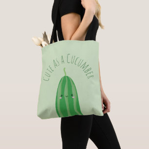 Gulligt som en gurka roliga Kawaii Cutecumber Tygkasse