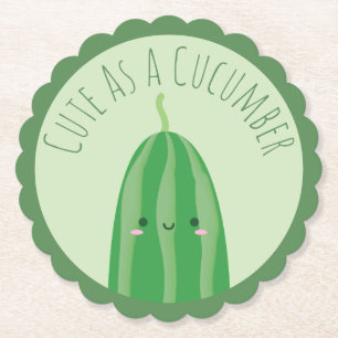Gulligt som en gurka roliga Kawaii Cutecumber Underlägg Papper