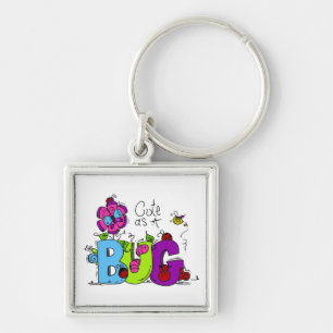 Gulligt som ett kryp fyrkantig silverfärgad nyckelring