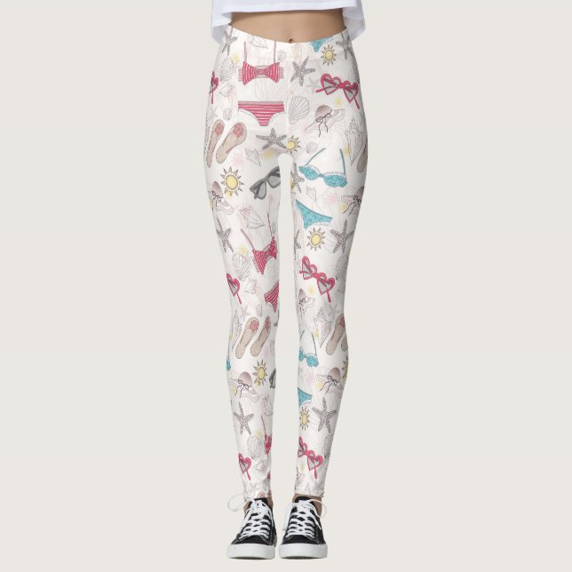 Gulligt sommarabstraktmönster leggings (Framsida)