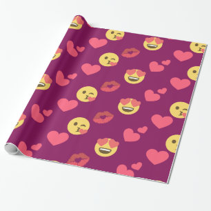Gulligt sött rosa mönster för kyss för Emoji Presentpapper