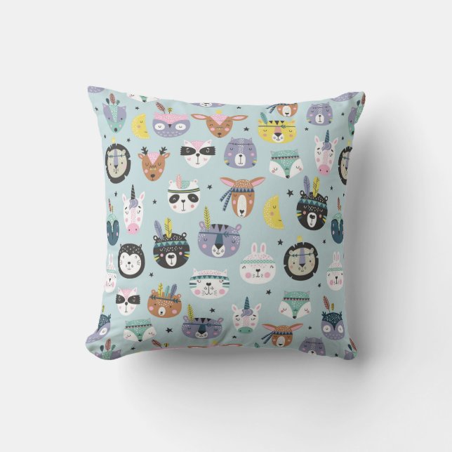 Gulligt stam- ansiktemönster kudde (Framsida)