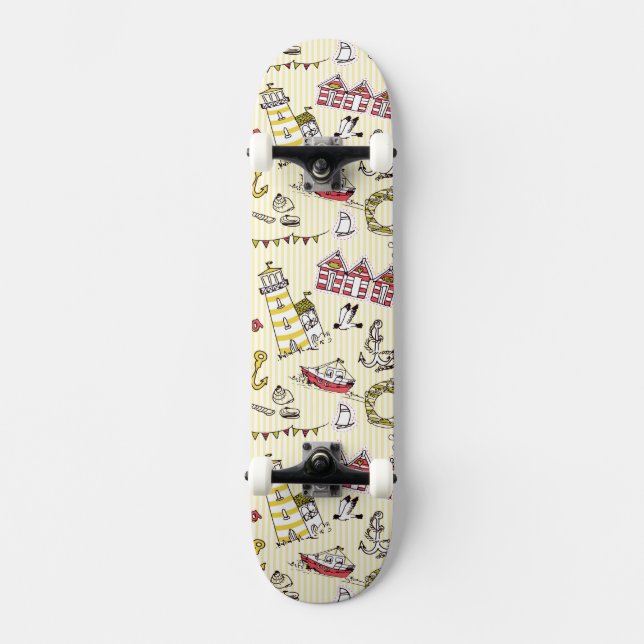 Gulligt strandplatsmönster skateboard bräda 19,5 cm (Framsida)
