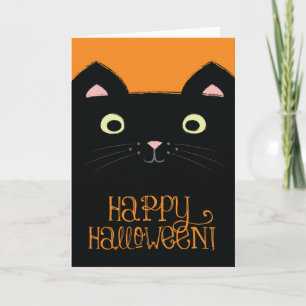 Gulligt svart kattHalloween kort