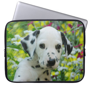 Gulligt svart prickigt Dalmatian foto för Laptop Fodral