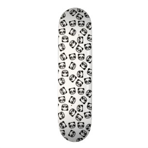 Gulligt svartvitt Pandatecknadmönster Old School Skateboard Bräda 21,6 Cm