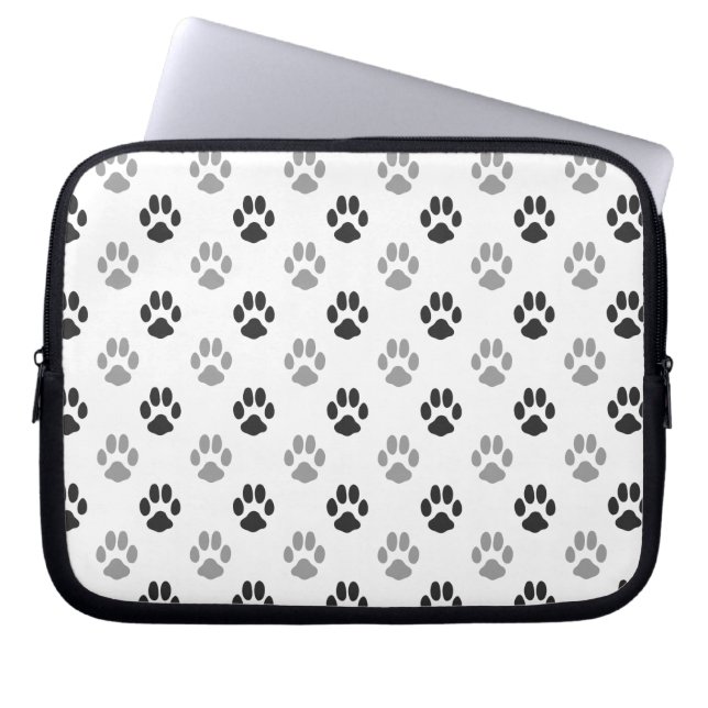 Gulligt svartvitt tass avtryckmönster laptop sleeve (Framsidan)