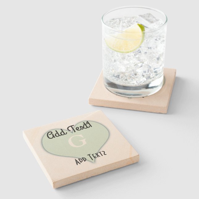 Gulligt tacka Minthjärta tillfogar Monogrammed Stenunderlägg (Sidan)