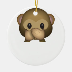 Gulligt tala ingen ond apa Emoji Julgransprydnad Keramik