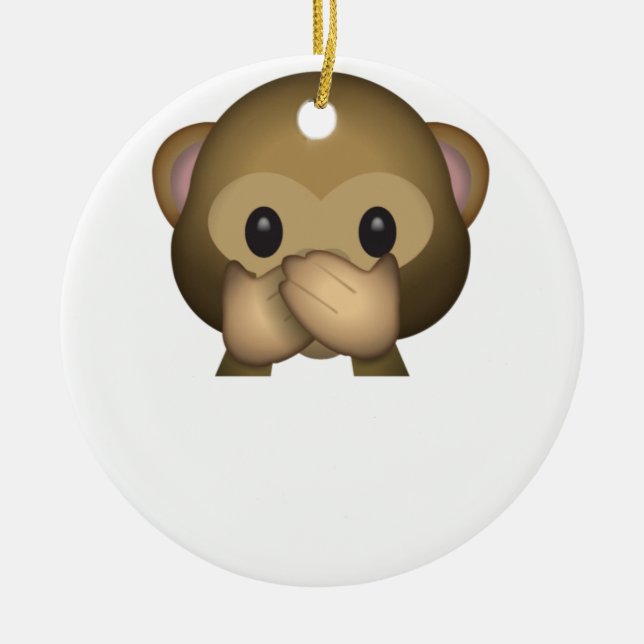 Gulligt tala ingen ond apa Emoji Julgransprydnad Keramik (Framsidan)